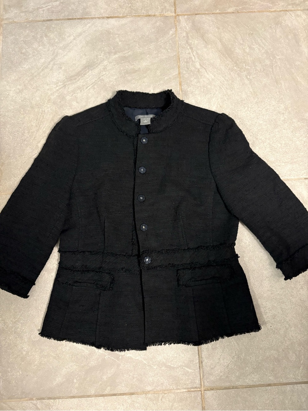 Ann Taylor Black Tweed Structured Blazer size 6